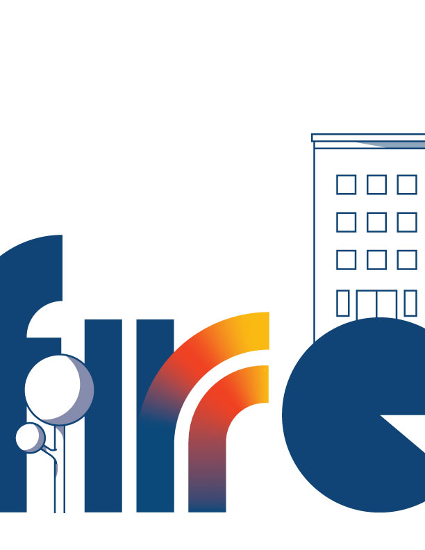 Close up of logo featuring trees and a building